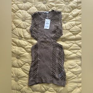 Zara cut out crochet dress green